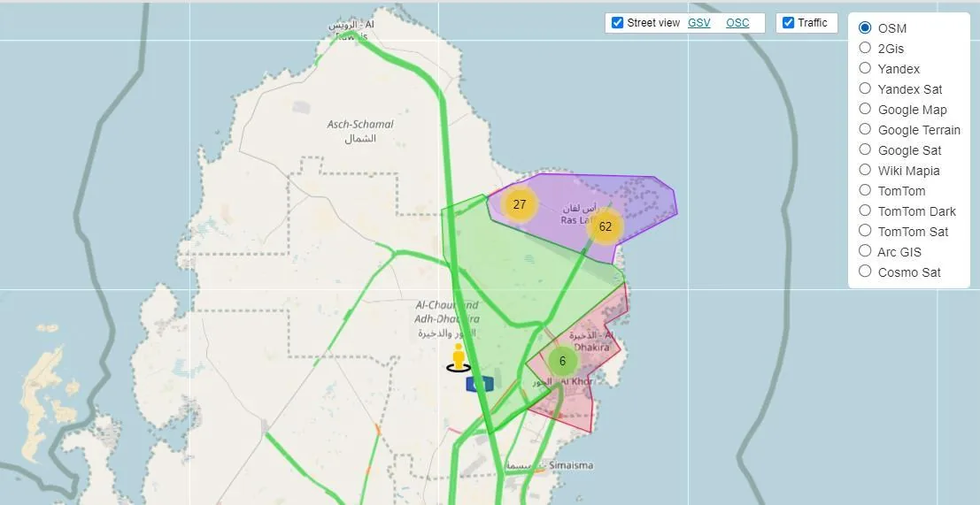 Multi-map integration: OSM, Yandex, Google, TomTom, ArcGIS and more