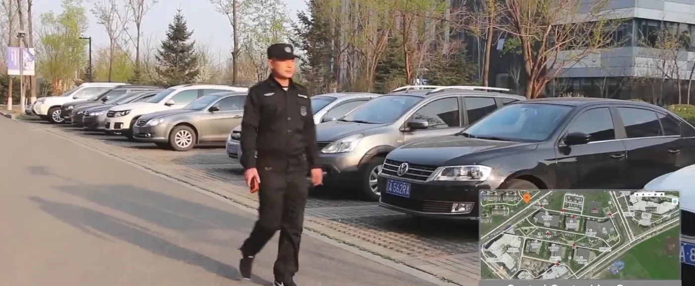 Voice prompts directing a guard to the next checkpoint
